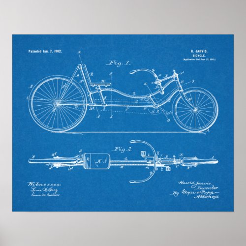 1902 Bicycle Recumbent Design Patent Art Print