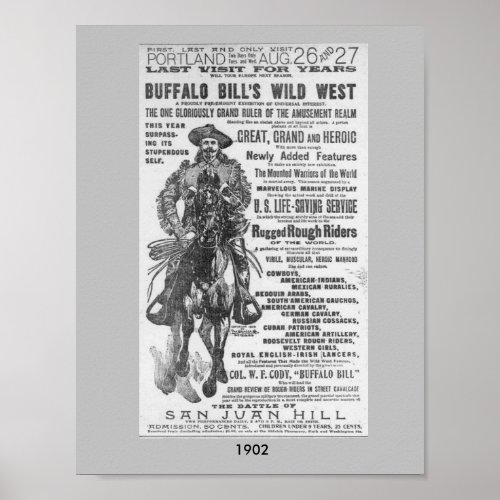 1902 Buffalo Bills Wild West Show Ad Poster Image