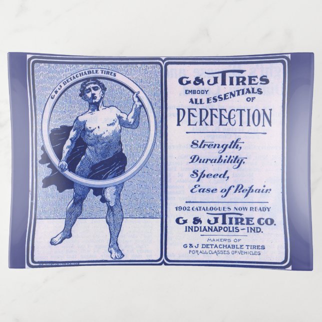 1902 G & J Tires ad Trinket Tray (Front)
