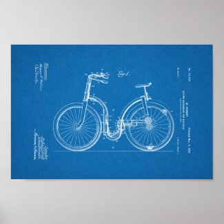 1902 Vintage Bicycle Patent Blueprint Art Print