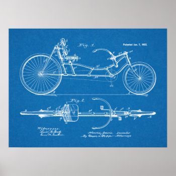1902 Vintage Recumbent Bicycle Patent Blueprint Poster by AcupunctureProducts at Zazzle