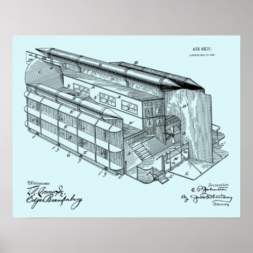 1903 Flying AirShip Patent Art Drawing Print