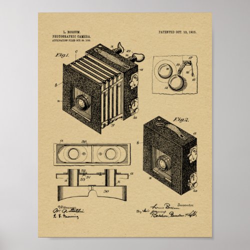 1903 Folding Camera Patent Art Drawing Print