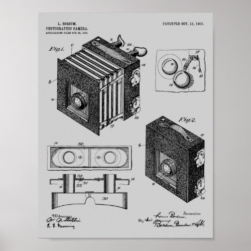 1903 Folding Camera Patent Art Drawing Print
