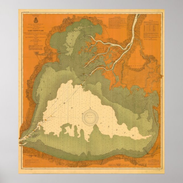 1903 Historic Lake Saint Clair, MI Nautical Chart (Front)