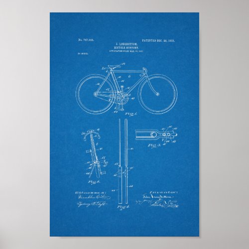 1903 Vintage Bicycle Patent Blueprint Art Print