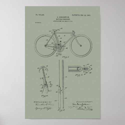 1903 Vintage Bicycle Patent Print Art