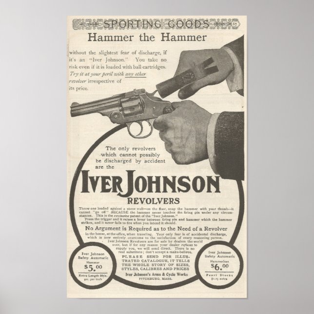 1904 Advertisement for Iver Johnson revolver Poster (Front)