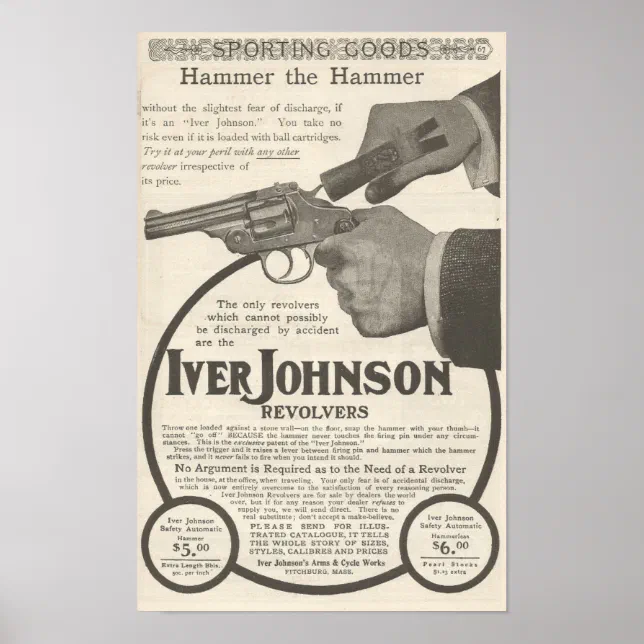 1904 Advertisement for Iver Johnson revolver Poster | Zazzle