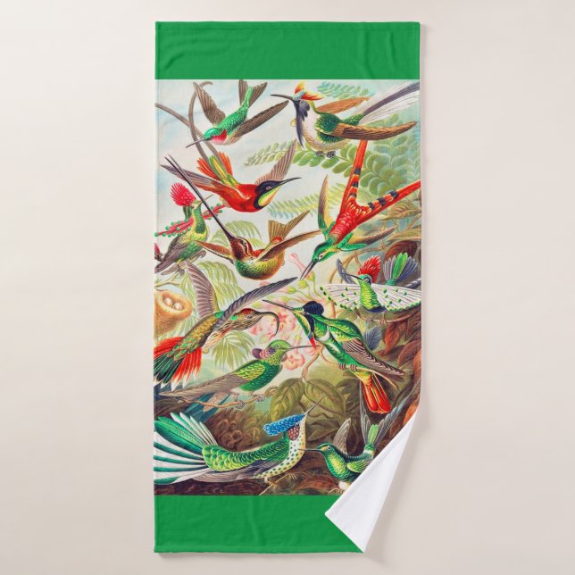1904 hummingbirds print bath towel set (Bath Towel)