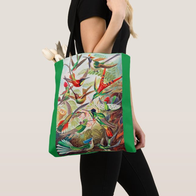 1904 hummingbirds print tote bag (Close Up)