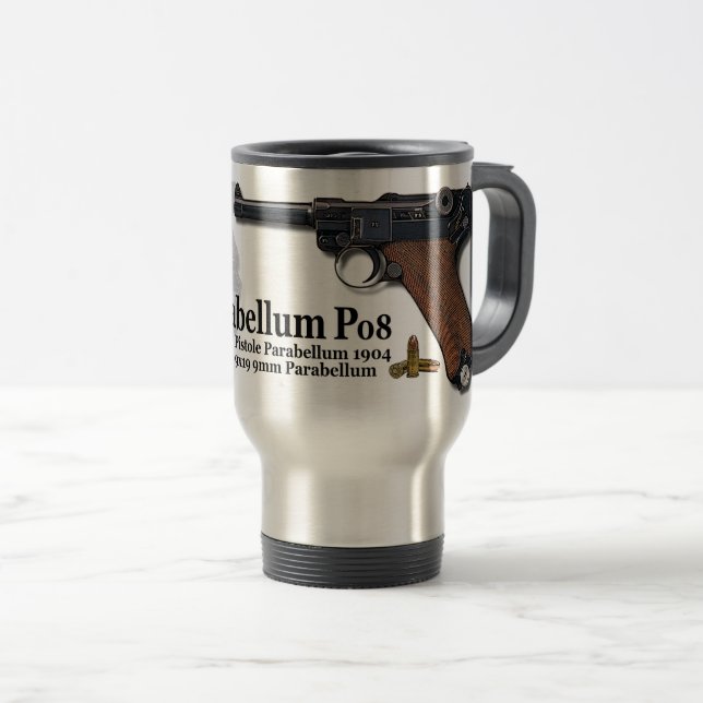 1904 Mauser Parabellum 1908 PO8 Luger 2 Travel Mug (Front Right)