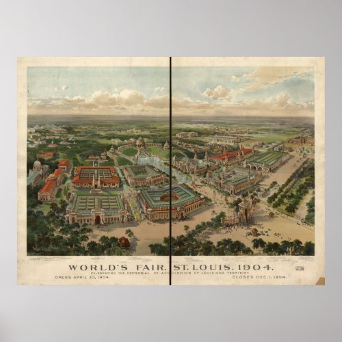 1904 St Louis MO Worlds Fair Panoramic Map Poster