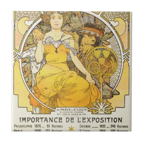 1904 Worlds Fair By Alphonse Mucha Ceramic Tile