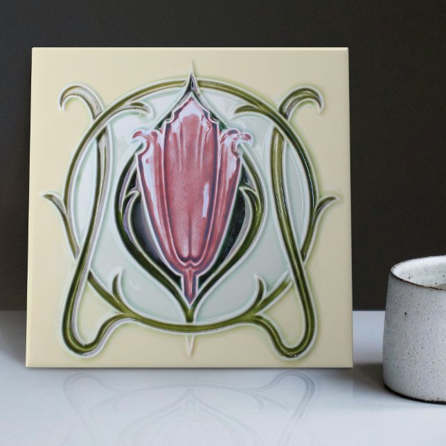1905 Art Nouveau Gibbons UK Floral Ceramic Tile (Creator Uploaded)