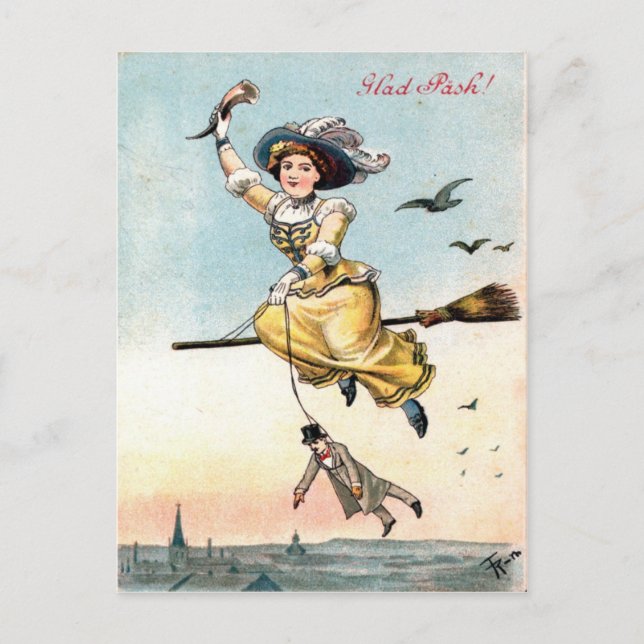 1905 Easter Witch Holiday Postcard (Front)