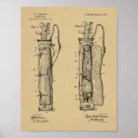 1905 Golf Club Caddy Bag Design Patent Art Print | Zazzle