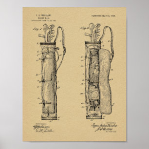 1905 Golf Club Caddy Bag Design Patent Art Print