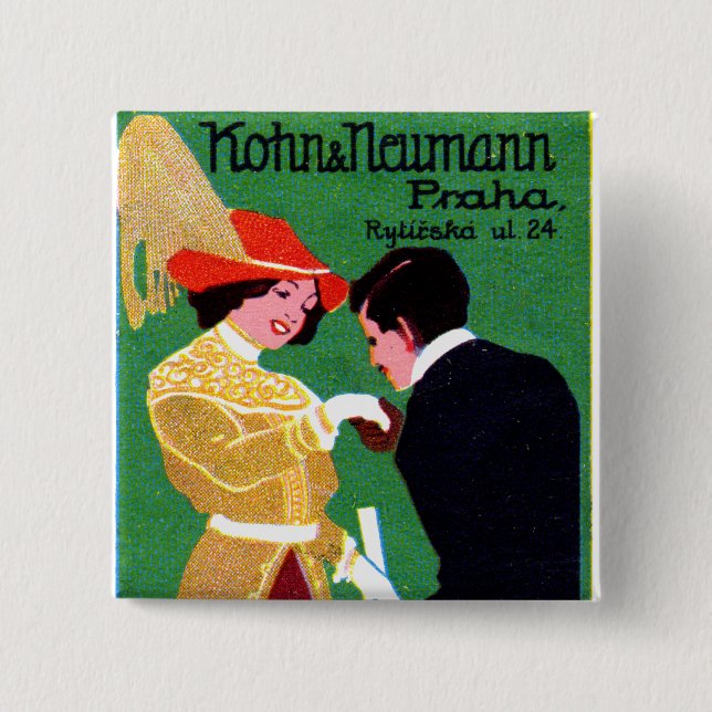 1905 Prague Fashion Poster Pinback Button (Front)