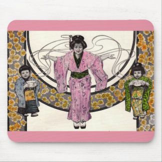 1906 art nouveau Japanese woman and children Mouse Pad