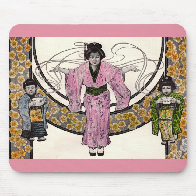 1906 art nouveau Japanese woman and children Mouse Pad (Front)