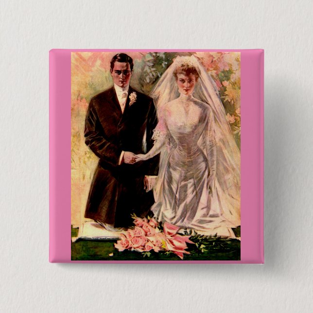 1906 Edwardian wedding Button (Front)