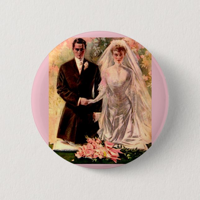 1906 Edwardian wedding Pinback Button (Front)