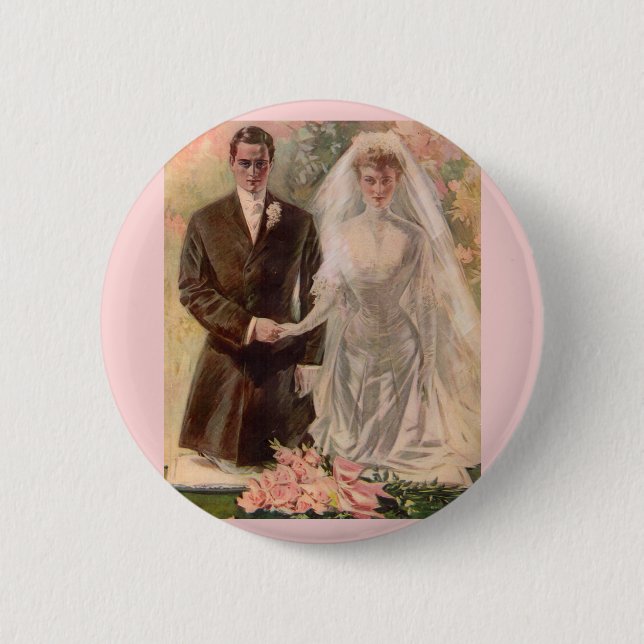 1906 Edwardian wedding Pinback Button (Front)