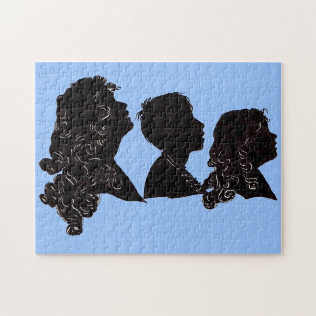 1906 mother, son and daughter silhouettes jigsaw puzzle (Horizontal)