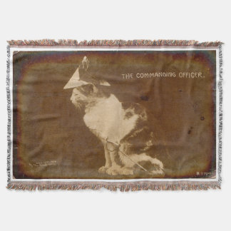 1906 The Commanding Officer dressed cat RPPC Throw Blanket