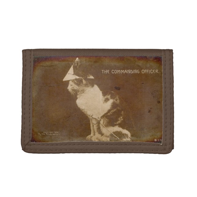 1906 The Commanding Officer dressed cat RPPC Tri-fold Wallet (Front)