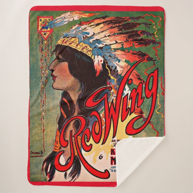  1907 Redwing sheet music cover print Sherpa Blanket (Front)
