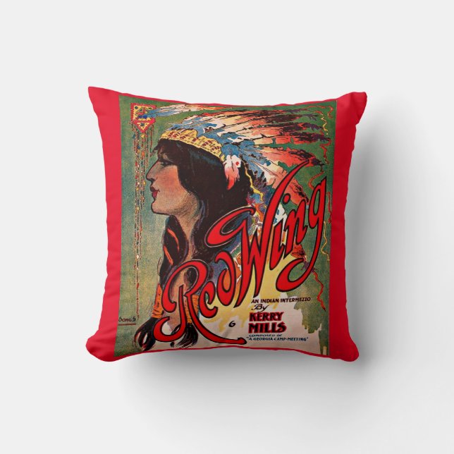 1907 Redwing sheet music cover print Throw Pillow (Front)