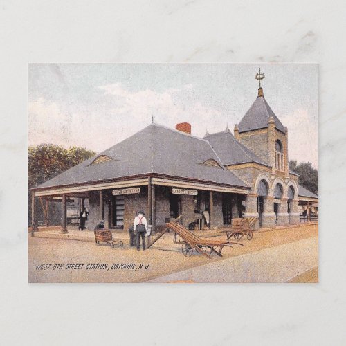 1907 Train Station Bayonne NJ Vintage Postcard