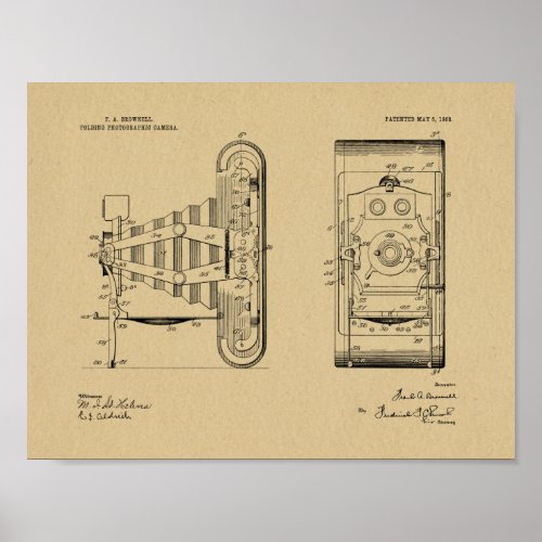 1908 Folding Camera Patent Art Drawing Print