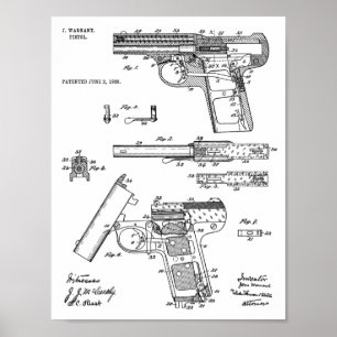 1908 Gun Warnant Patent Art Drawing Print
