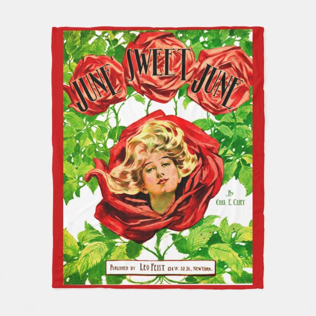 1908 June Sweet June sheet music cover print Fleece Blanket (Front)