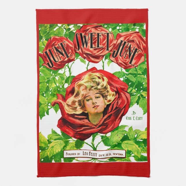 1908 June Sweet June sheet music cover print Kitchen Towel (Vertical)