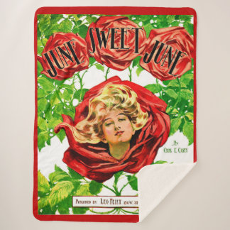 1908 June Sweet June sheet music cover print Sherpa Blanket