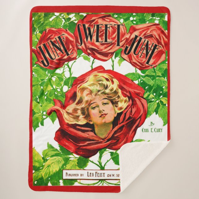 1908 June Sweet June sheet music cover print Sherpa Blanket (Front)