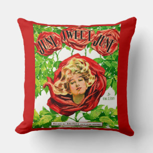 1908 June Sweet June sheet music cover print Throw Pillow