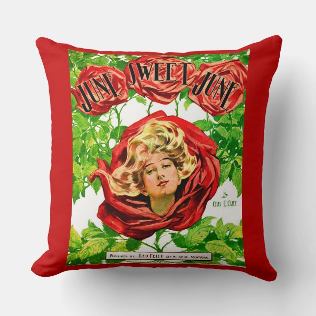 1908 June Sweet June sheet music cover print Throw Pillow (Front)