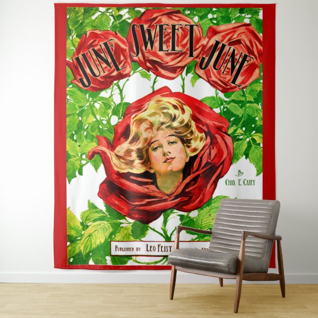 1908 June Sweet June sheet music print Tapestry (In Situ)