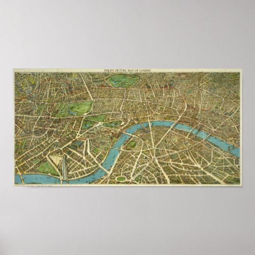 1908 London Vintage Map Poster