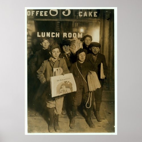 1908 Newsboys Selling Newspapers in New York City Poster