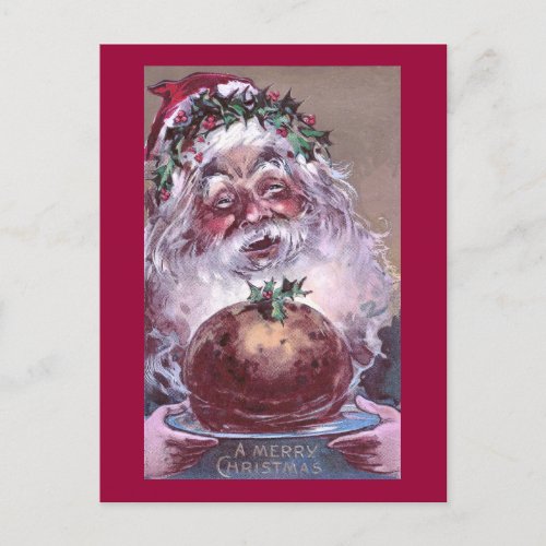 1908 Santa with Plum Pudding Vintage Christmas Holiday Postcard