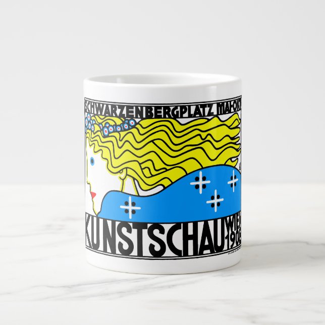 1908 Vienna Art Nouveau Art Show Fair Maiden Giant Coffee Mug (Front)