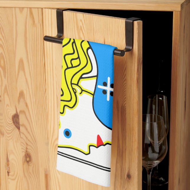 1908 Vienna Art Nouveau Art Show Fair Maiden Kitchen Towel (Thirds Fold)