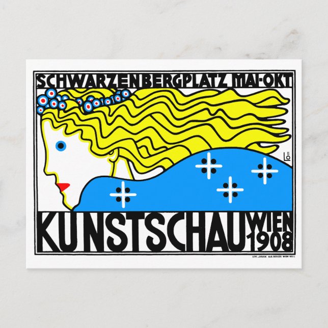 1908 Vienna Art Nouveau Art Show Fair Maiden Postcard (Front)