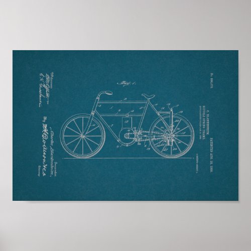 1908 Vintage Bicycle Patent Blueprint Art Print